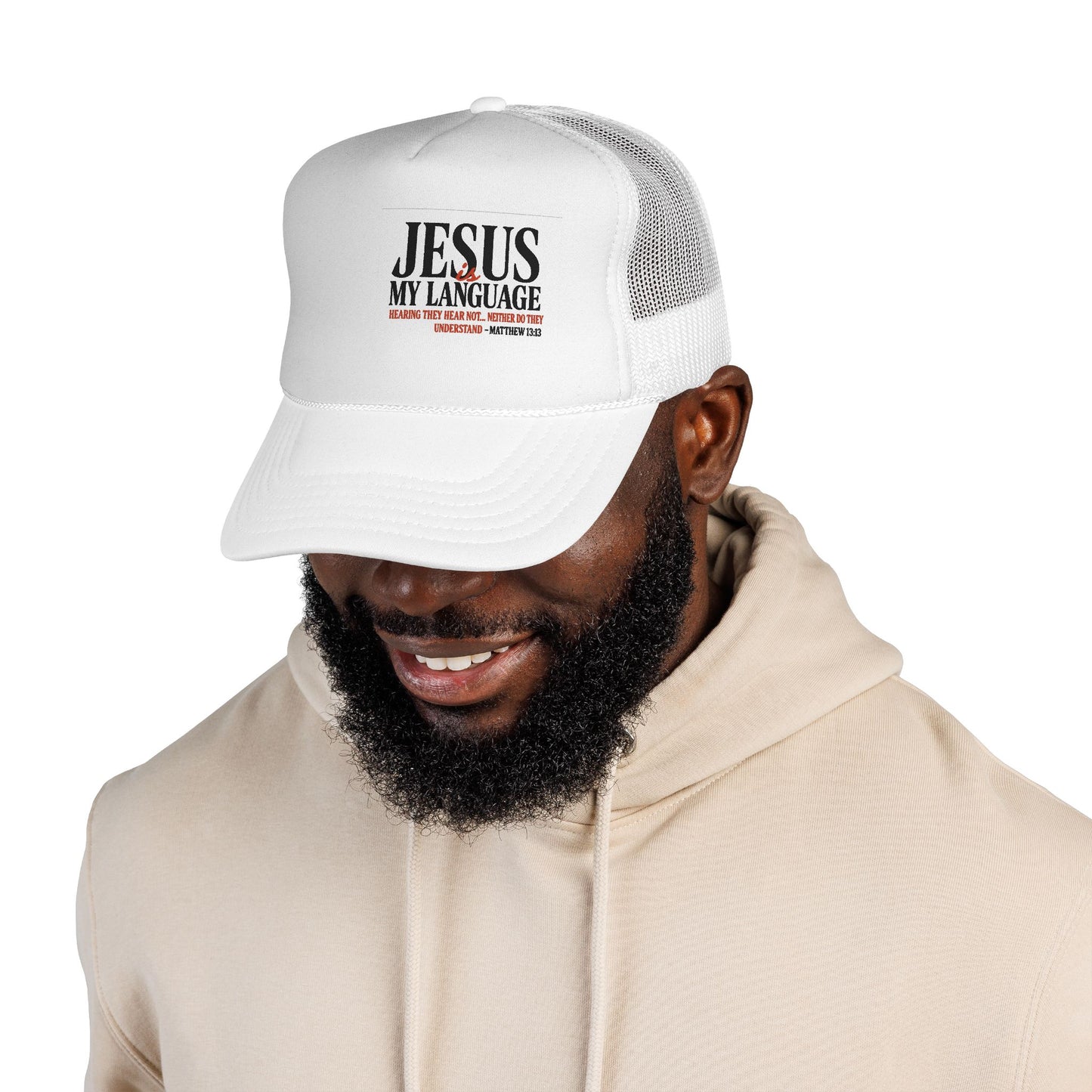 Trucker Cap — "Jesus My Language" Christian Faith Mesh Hat