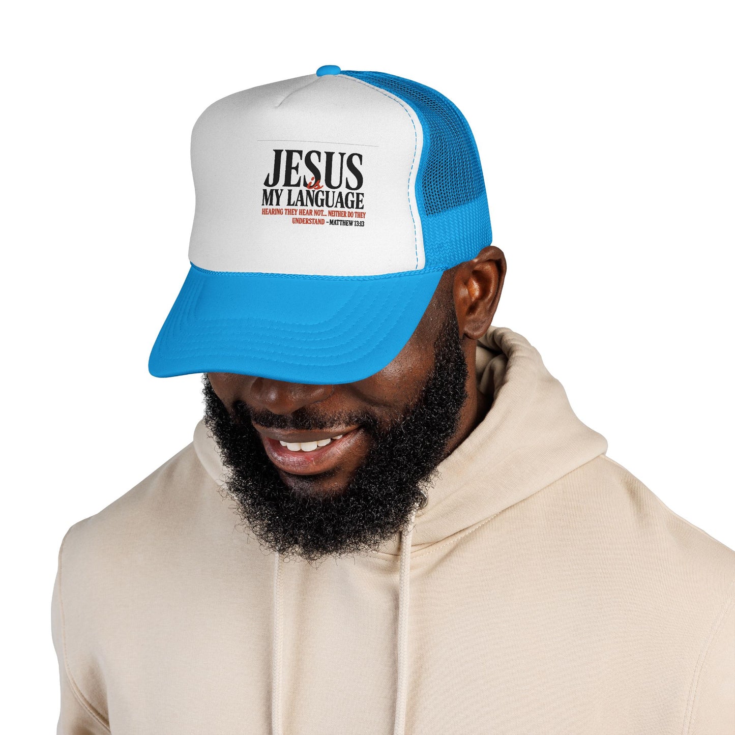 Trucker Cap — "Jesus My Language" Christian Faith Mesh Hat
