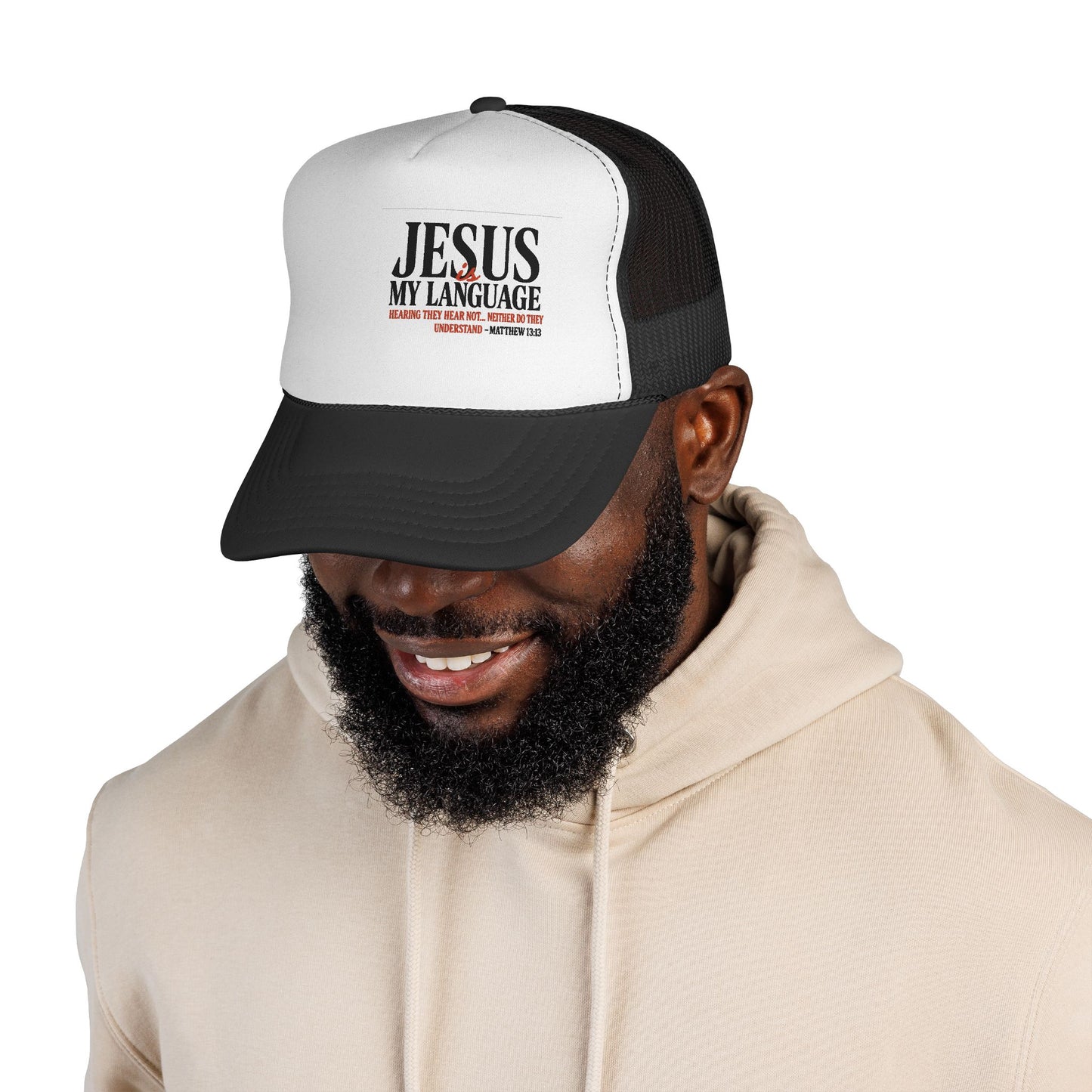 Trucker Cap — "Jesus My Language" Christian Faith Mesh Hat