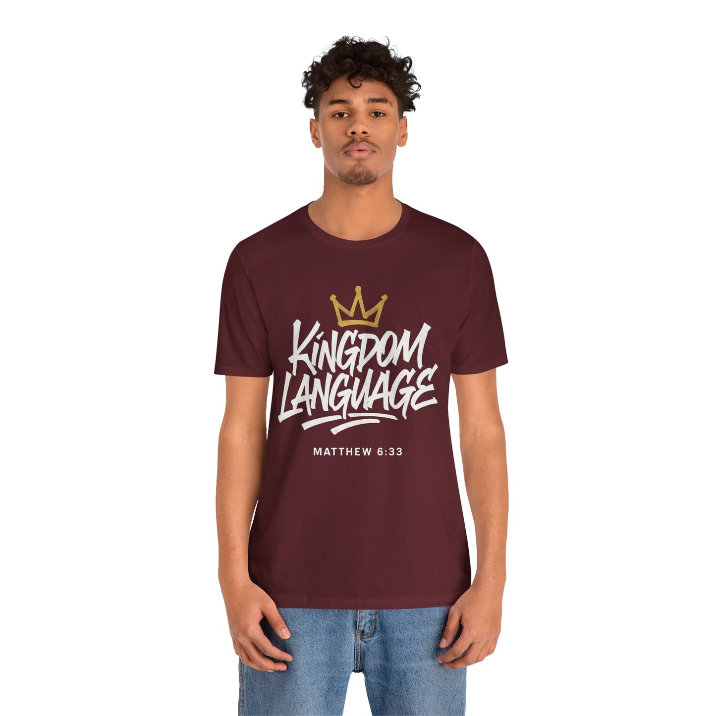 Kingdom Language Crown Tee — Christian Faith Graphic T-Shirt