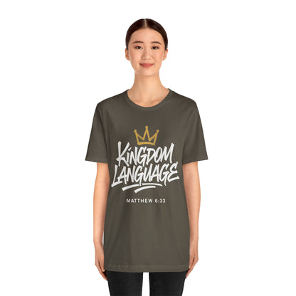 Kingdom Language Crown Tee — Christian Faith Graphic T-Shirt