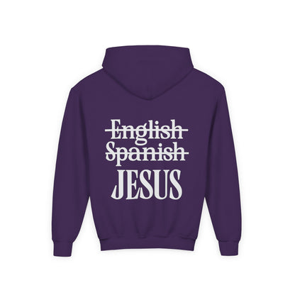 Youth Hoodie — "Jesus My Language" Christian Faith Sweatshirt
