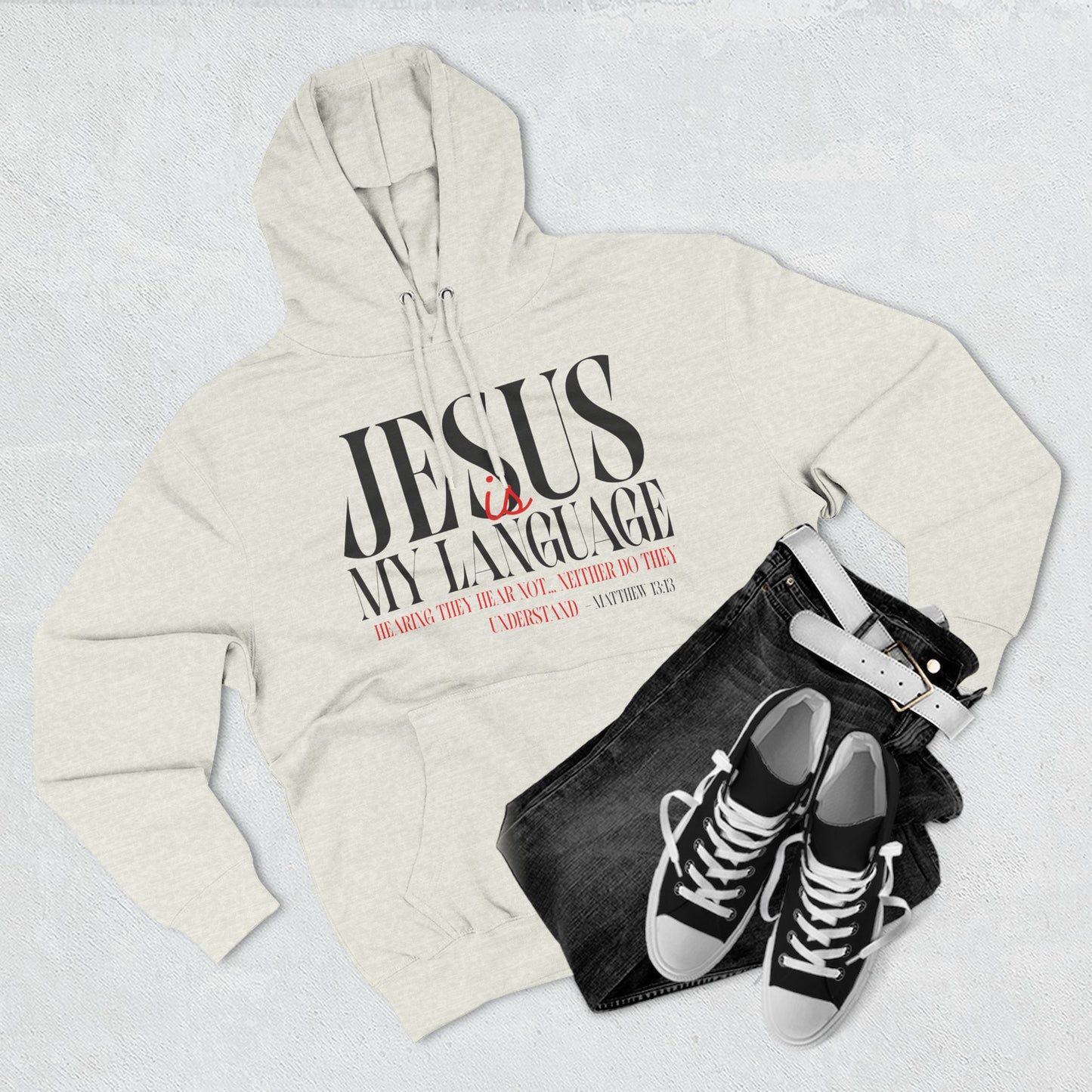 Jesus My Language Hoodie — 'English Spanish' Crossed Out Faith Pullover