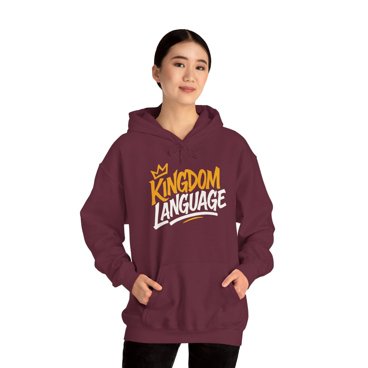 Kingdom Language Unisex Hoodie — Bold Script Christian Faith Sweatshirt
