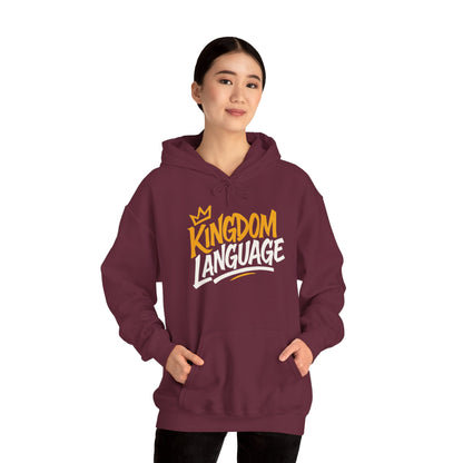Kingdom Language Unisex Hoodie — Bold Script Christian Faith Sweatshirt