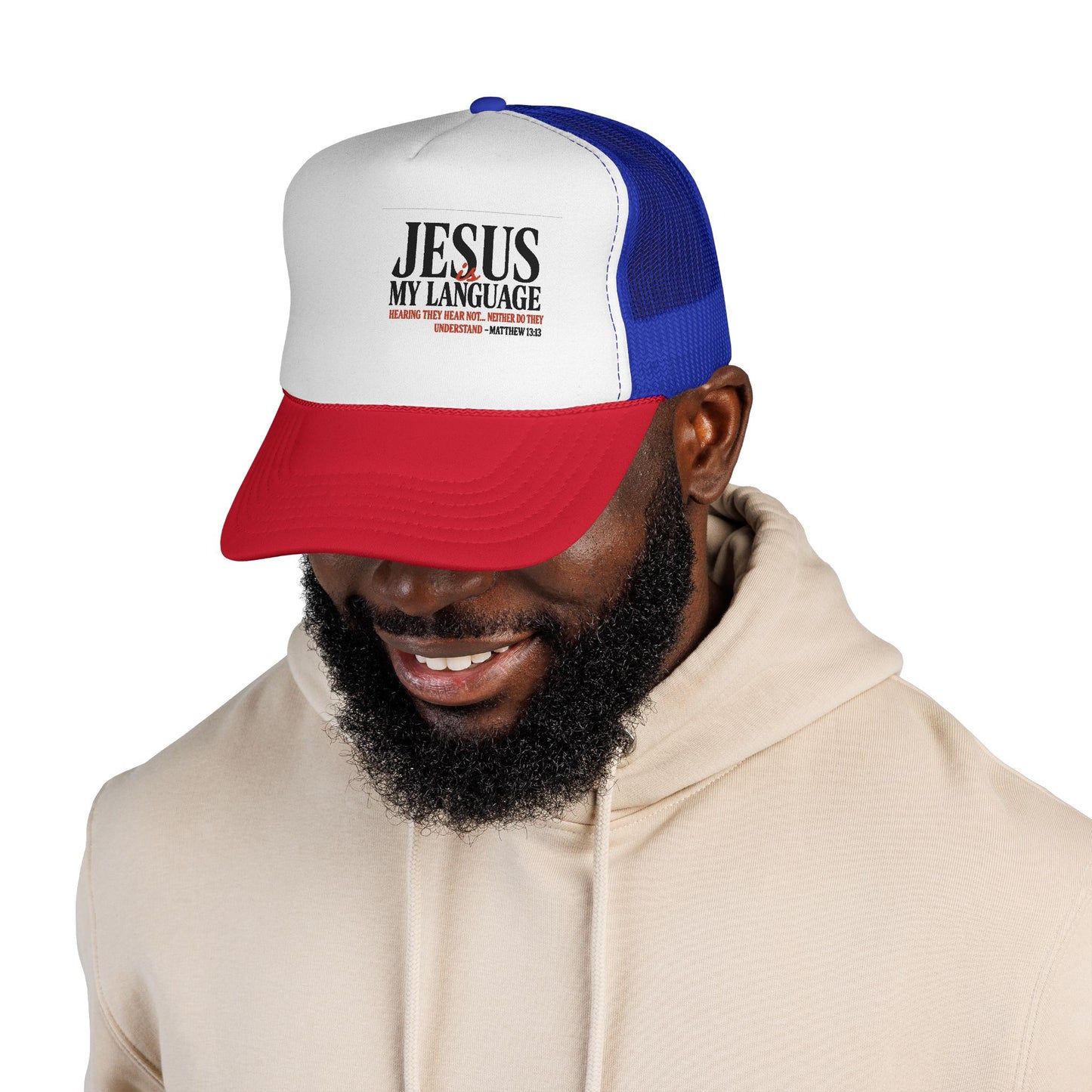 Trucker Cap — "Jesus My Language" Christian Faith Mesh Hat