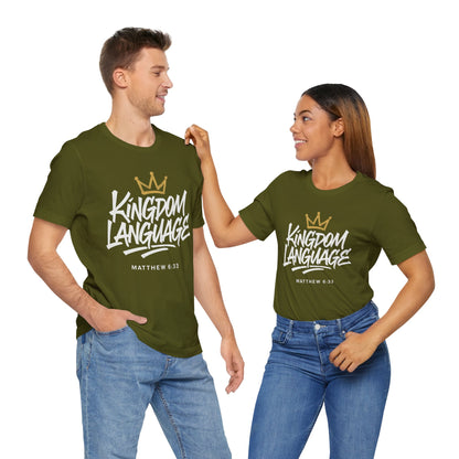 Kingdom Language Crown Tee — Christian Faith Graphic T-Shirt
