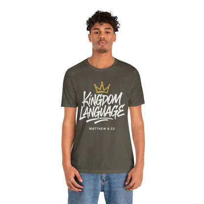 Kingdom Language Crown Tee — Christian Faith Graphic T-Shirt