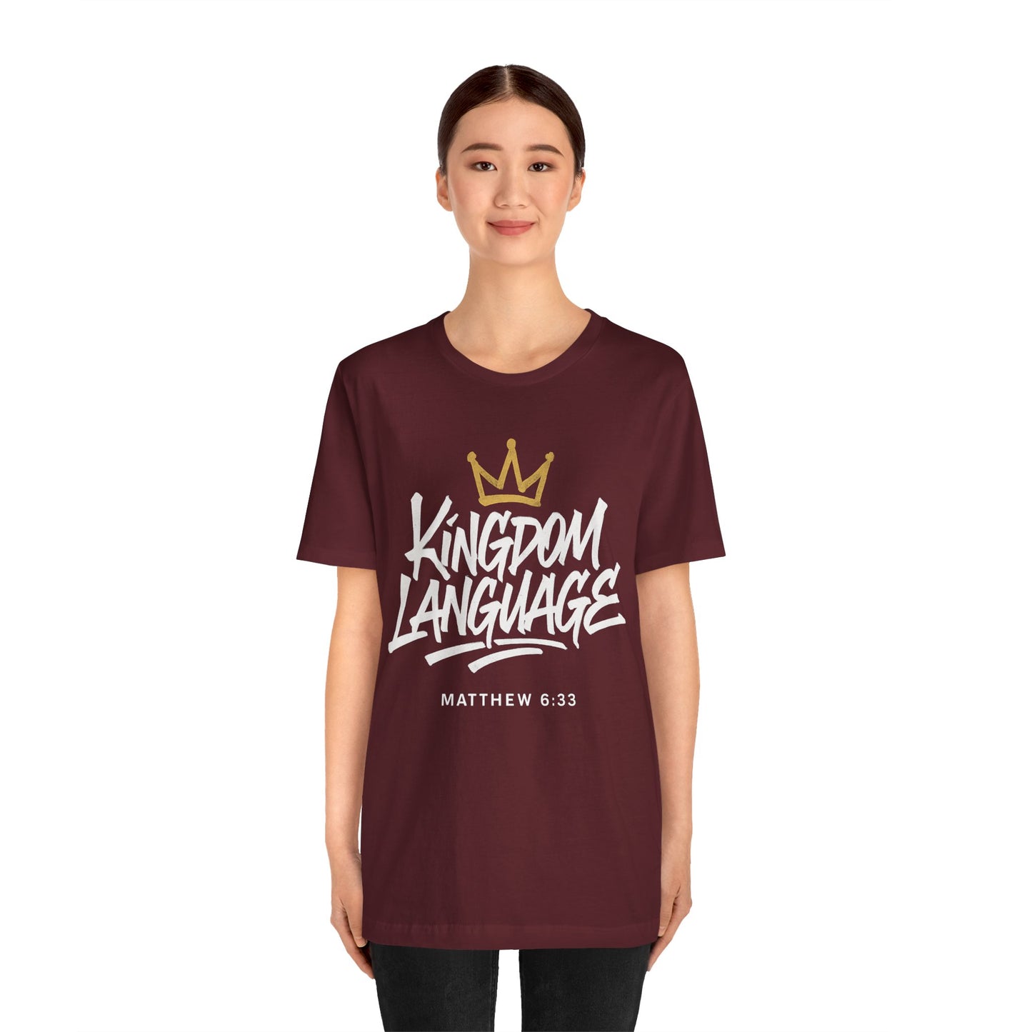 Kingdom Language Crown Tee — Christian Faith Graphic T-Shirt