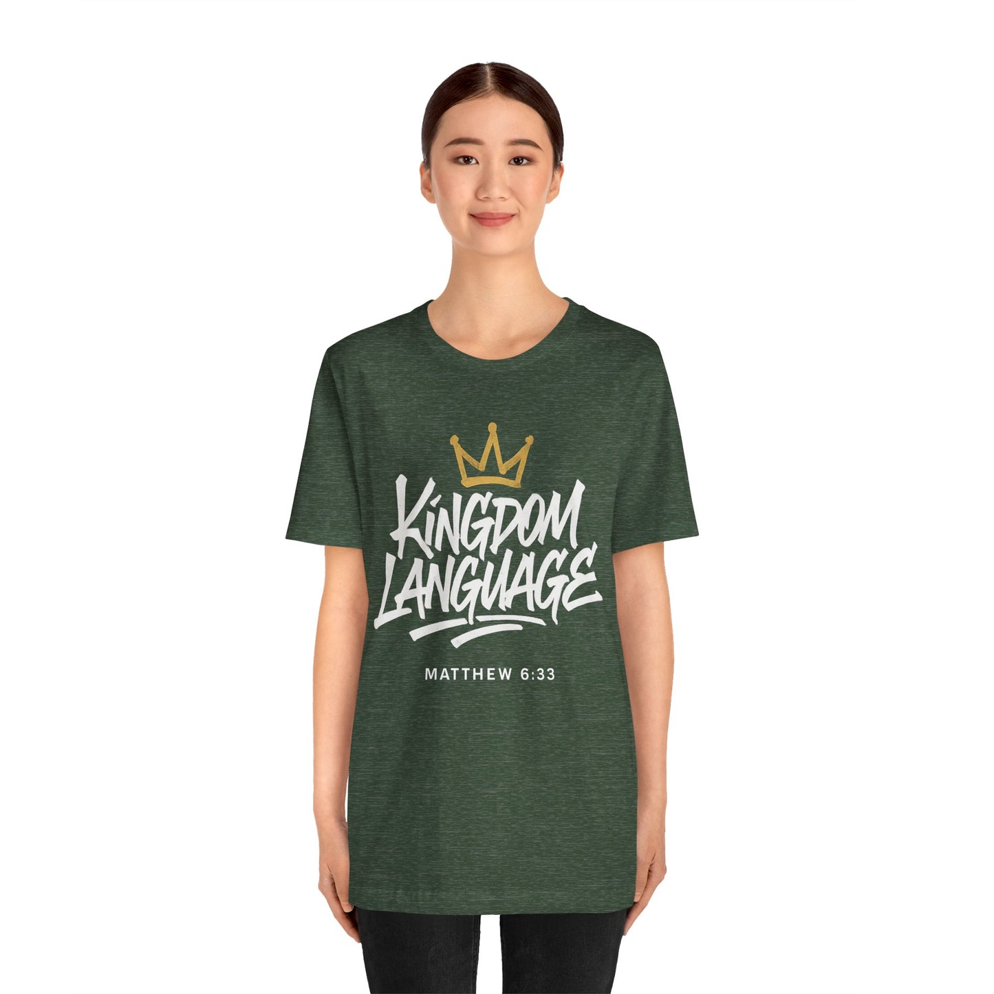 Kingdom Language Crown Tee — Christian Faith Graphic T-Shirt