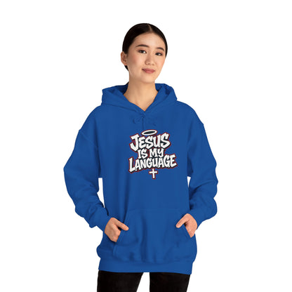 Faith Hoodie — "Jesus Is My Language" Graphic Pullover