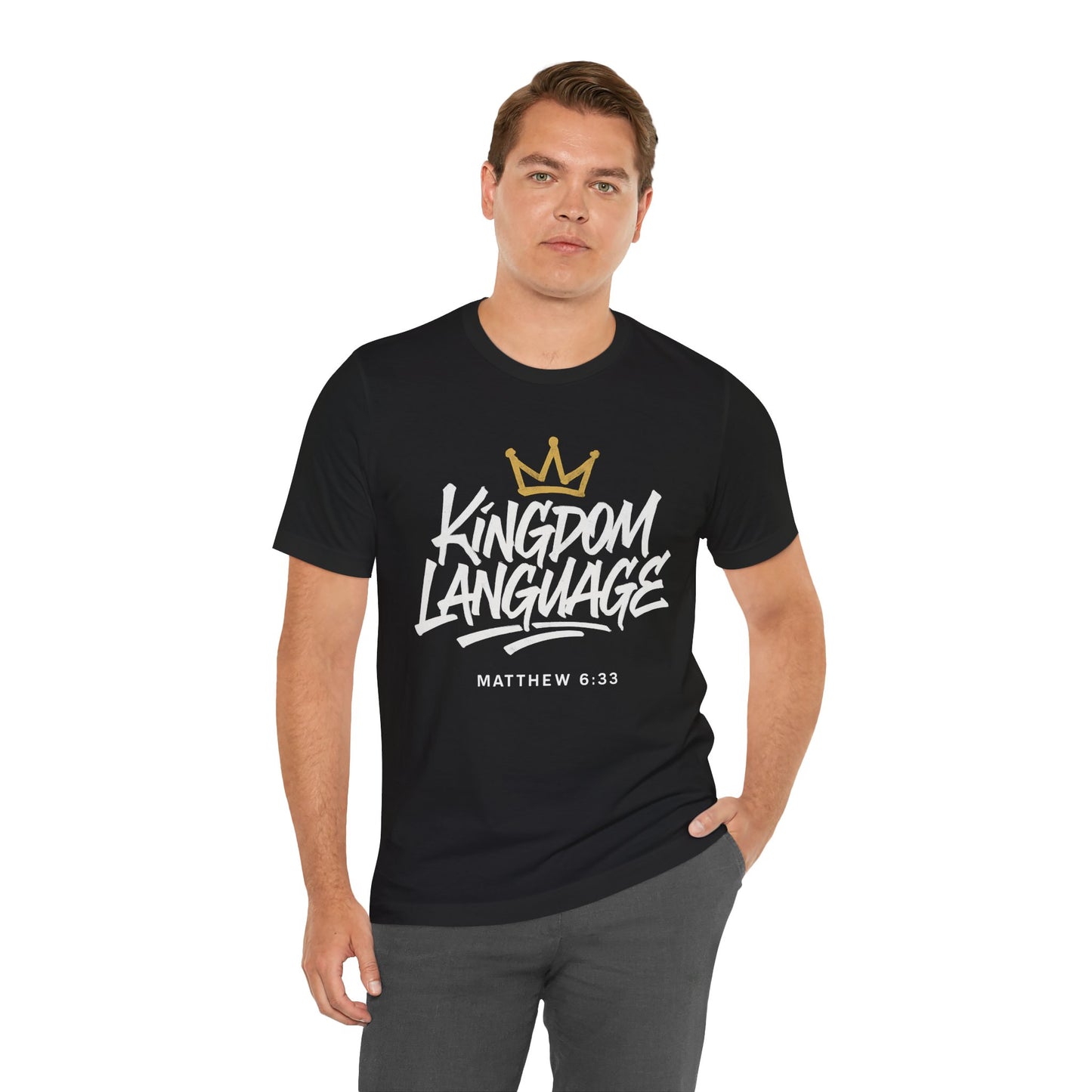 Kingdom Language Crown Tee — Christian Faith Graphic T-Shirt