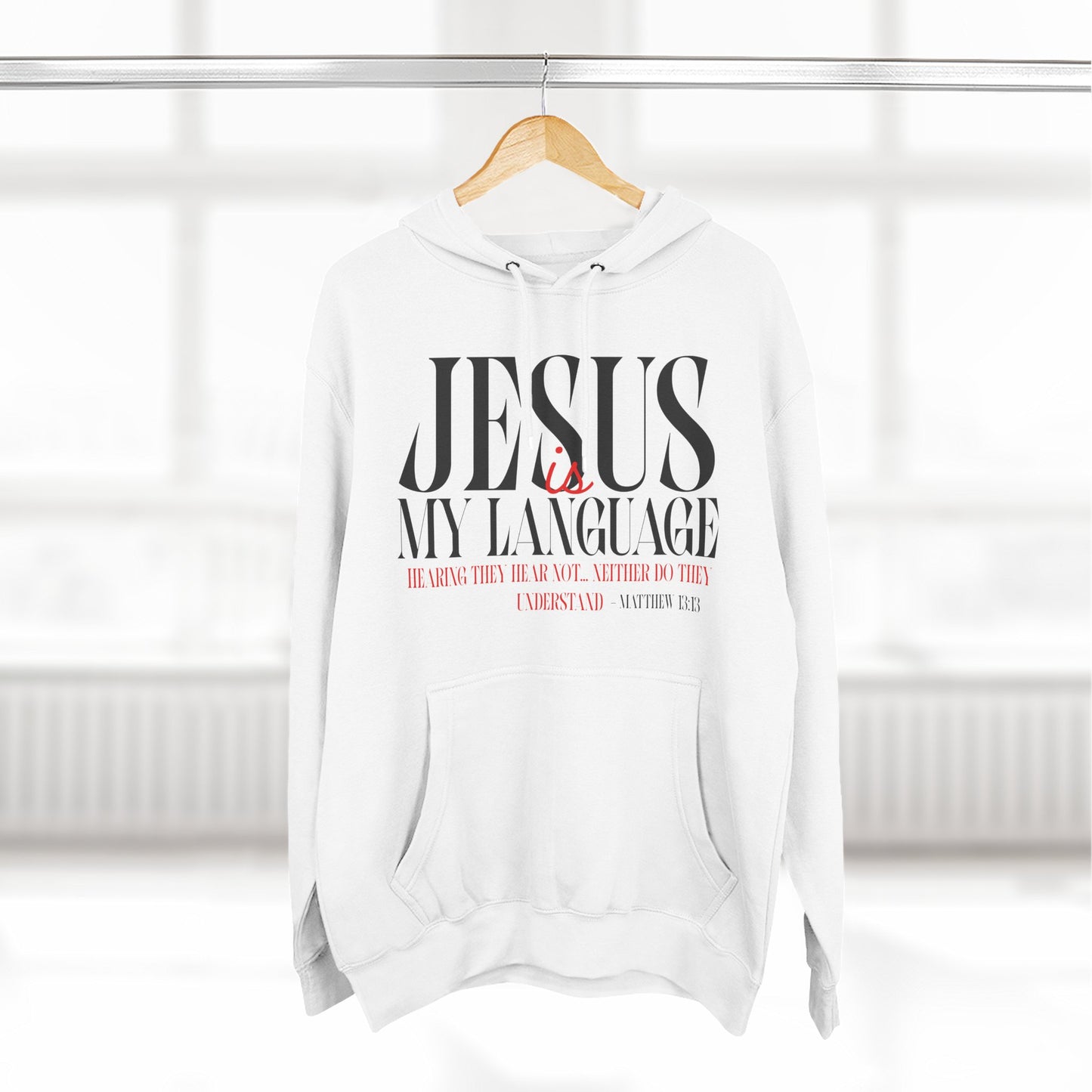 Jesus My Language Hoodie — 'English Spanish' Crossed Out Faith Pullover