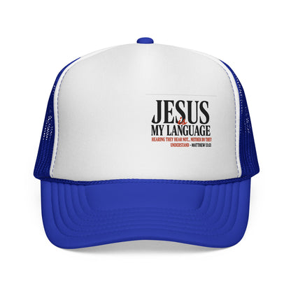 Trucker Cap — "Jesus My Language" Christian Faith Mesh Hat