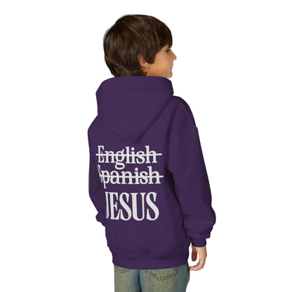Youth Hoodie — "Jesus My Language" Christian Faith Sweatshirt