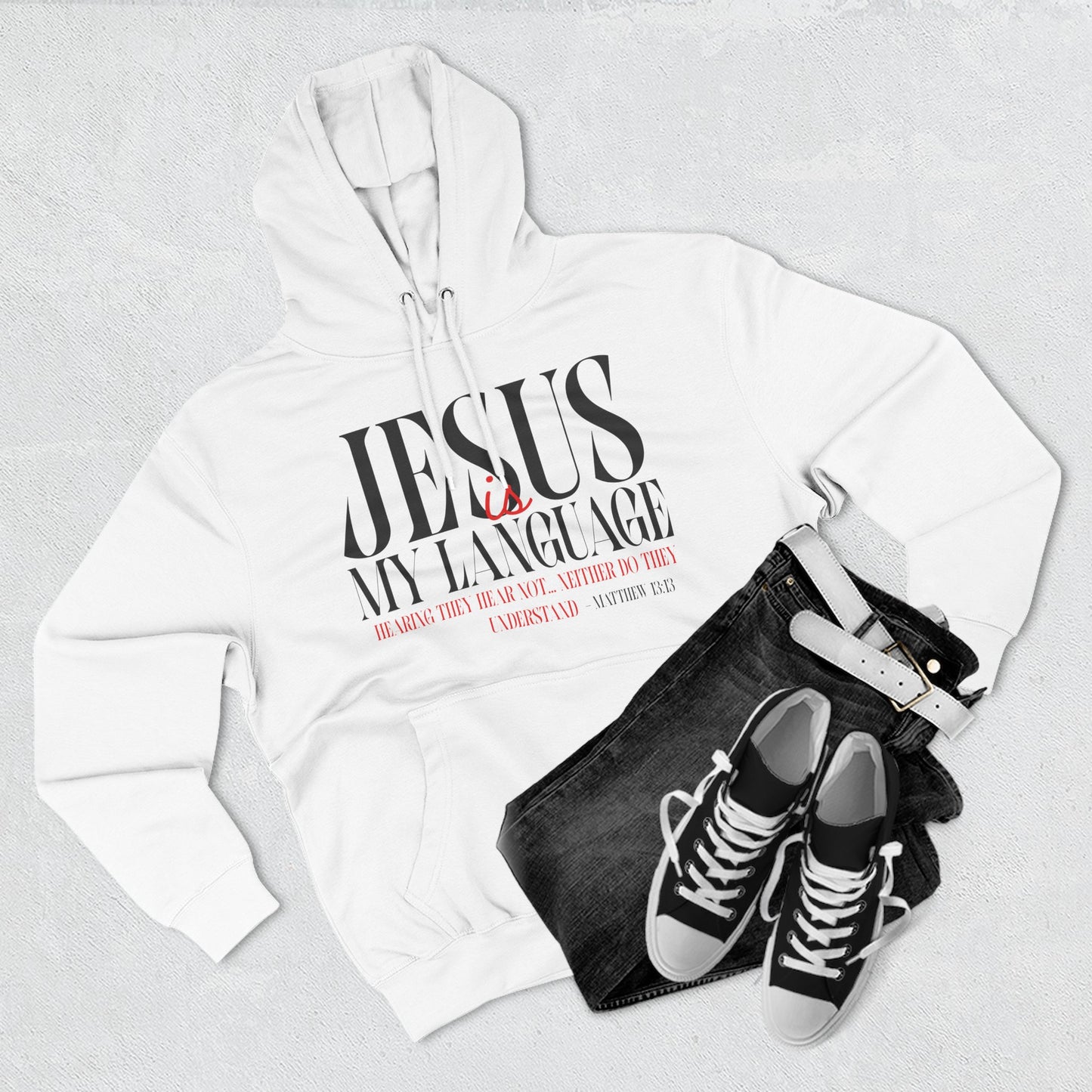 Jesus My Language Hoodie — 'English Spanish' Crossed Out Faith Pullover