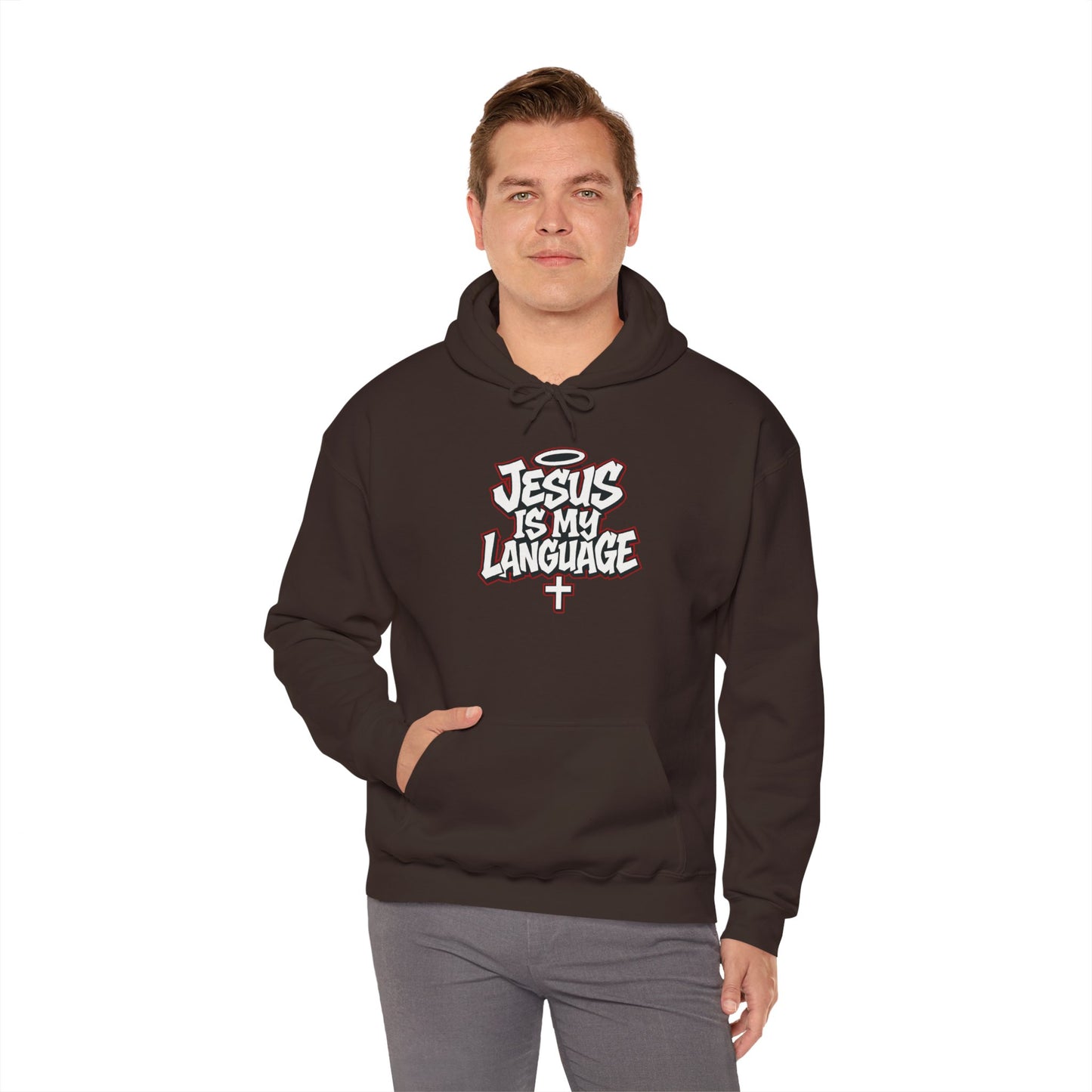 Faith Hoodie — "Jesus Is My Language" Graphic Pullover