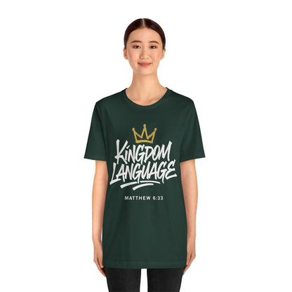 Kingdom Language Crown Tee — Christian Faith Graphic T-Shirt