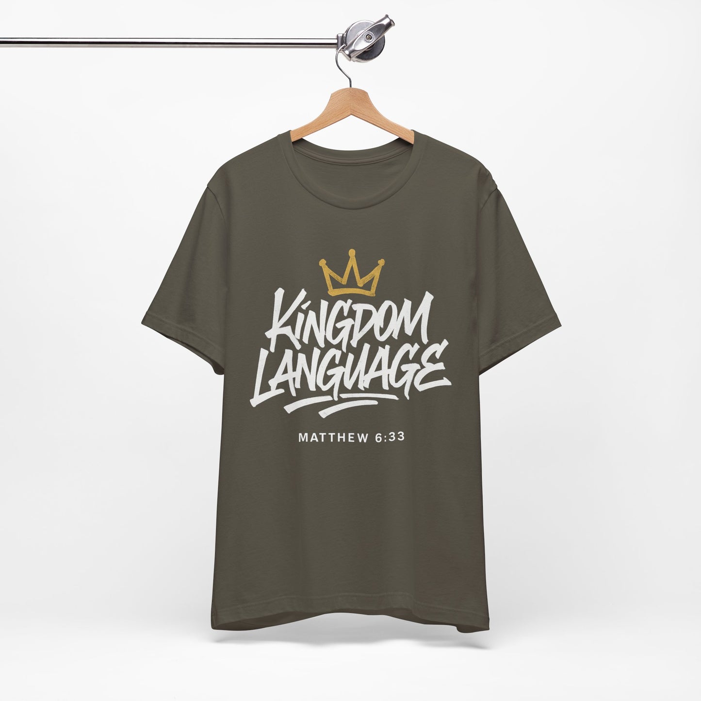 Kingdom Language Crown Tee — Christian Faith Graphic T-Shirt
