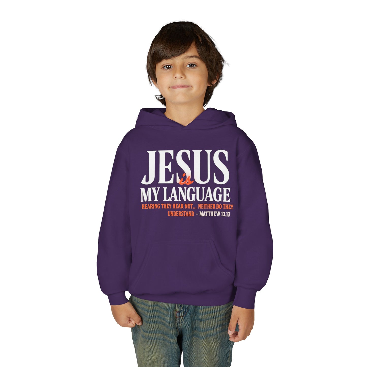 Youth Hoodie — "Jesus My Language" Christian Faith Sweatshirt