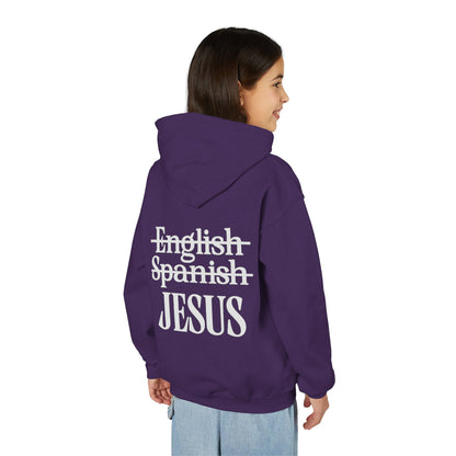 Youth Hoodie — "Jesus My Language" Christian Faith Sweatshirt