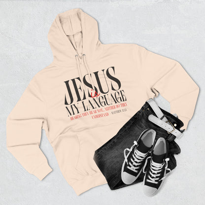 Jesus My Language Hoodie — 'English Spanish' Crossed Out Faith Pullover