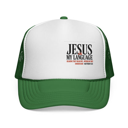 Trucker Cap — "Jesus My Language" Christian Faith Mesh Hat