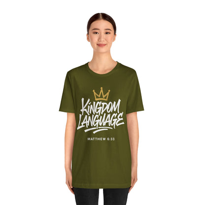 Kingdom Language Crown Tee — Christian Faith Graphic T-Shirt