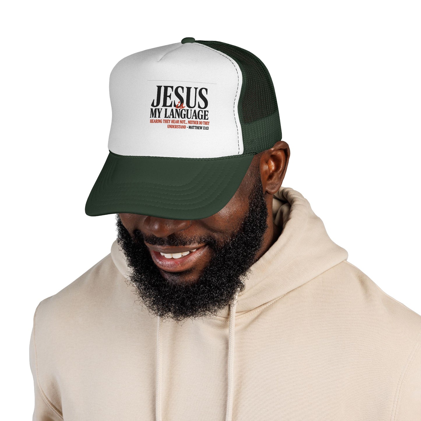 Trucker Cap — "Jesus My Language" Christian Faith Mesh Hat