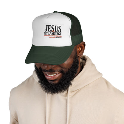 Trucker Cap — "Jesus My Language" Christian Faith Mesh Hat