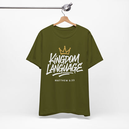 Kingdom Language Crown Tee — Christian Faith Graphic T-Shirt
