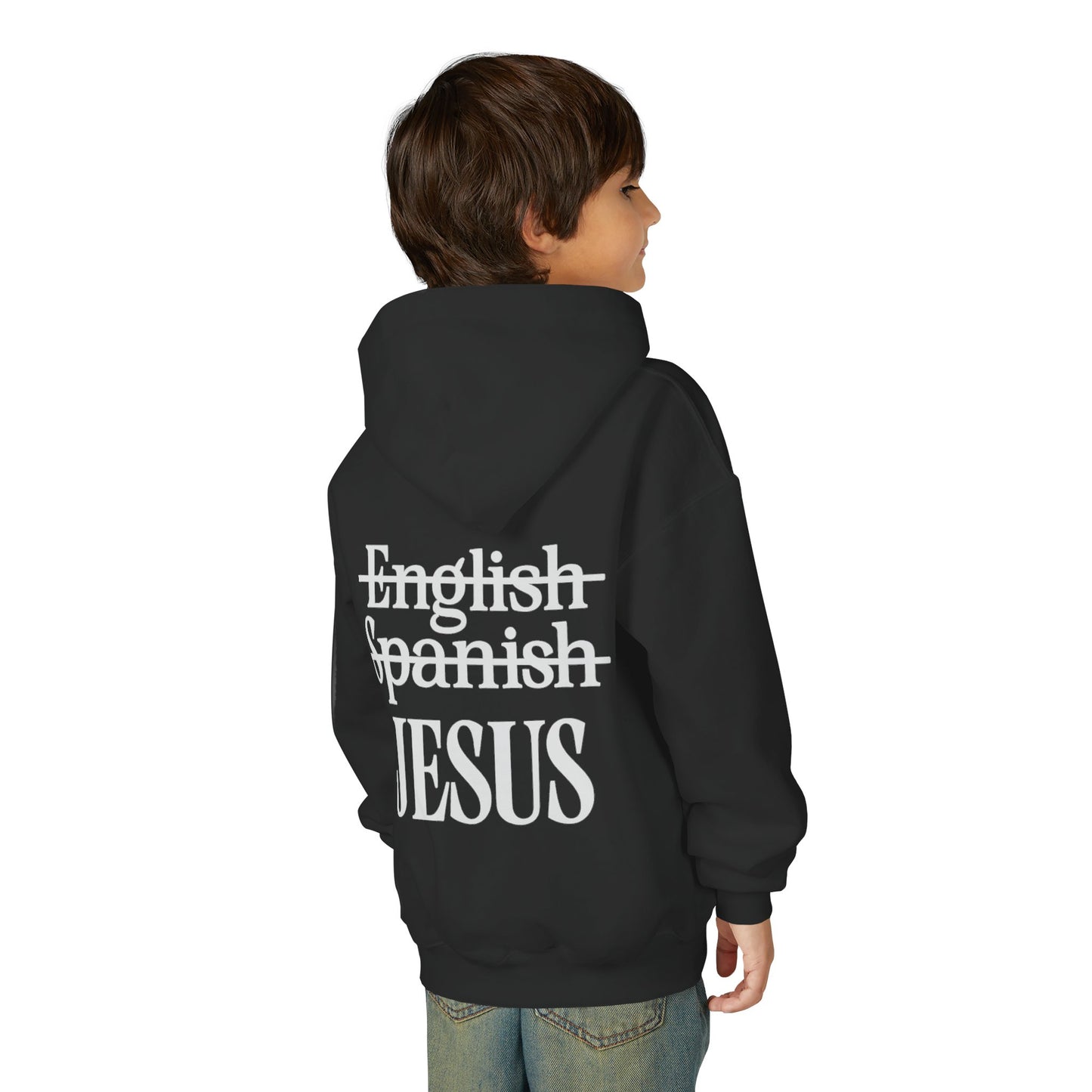 Youth Hoodie — "Jesus My Language" Christian Faith Sweatshirt