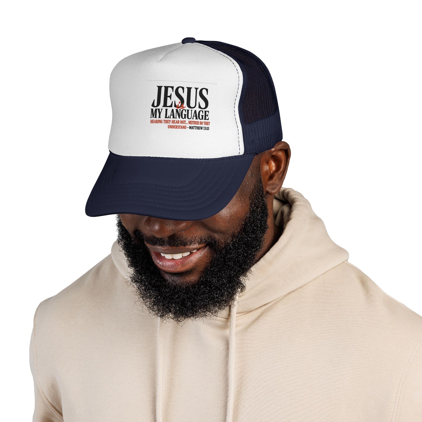 Trucker Cap — "Jesus My Language" Christian Faith Mesh Hat