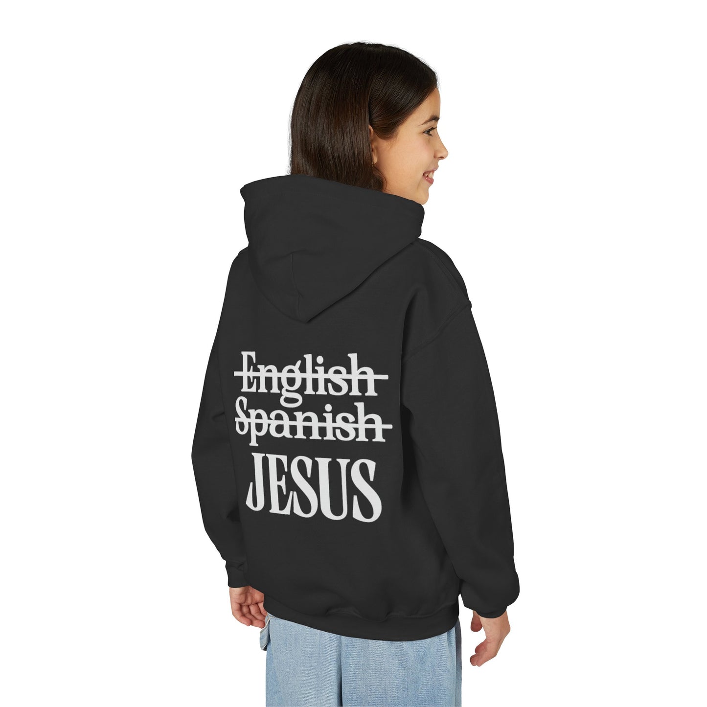 Youth Hoodie — "Jesus My Language" Christian Faith Sweatshirt