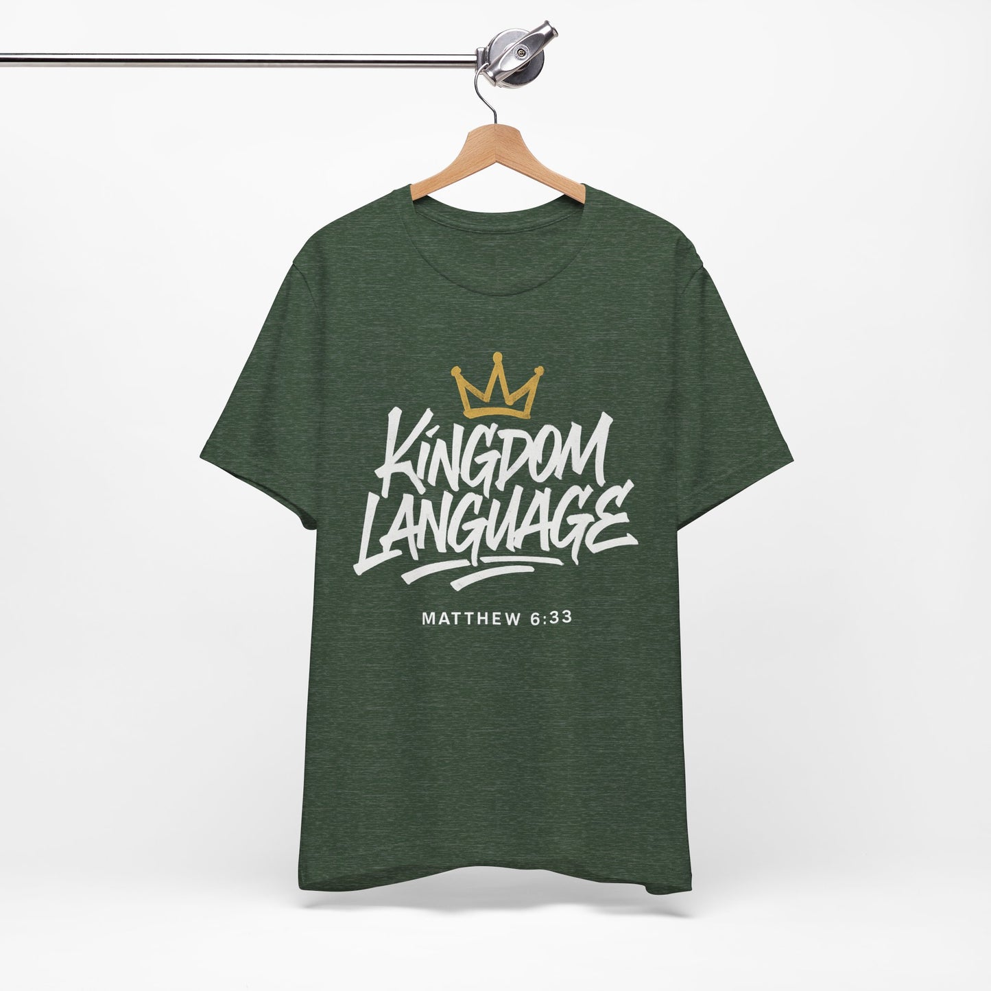 Kingdom Language Crown Tee — Christian Faith Graphic T-Shirt