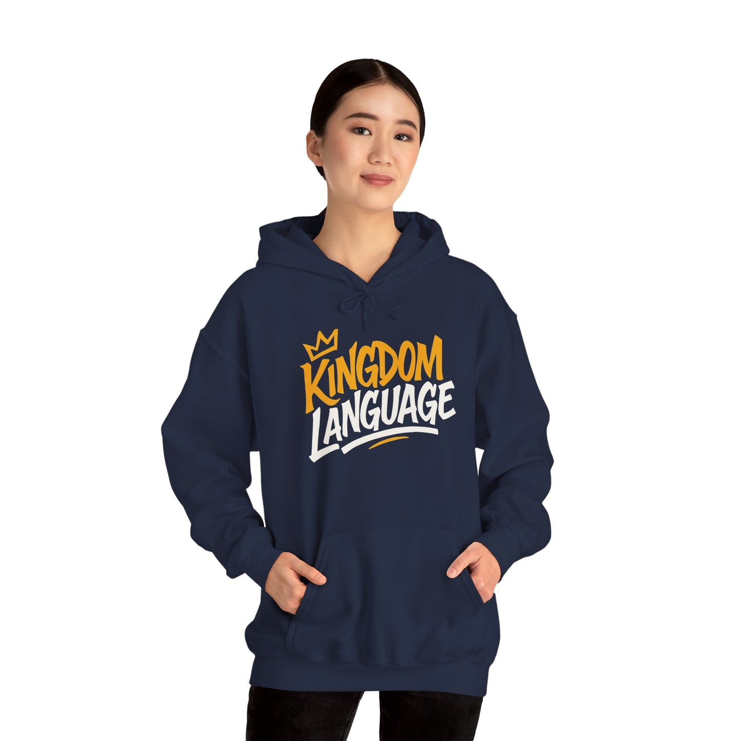Kingdom Language Unisex Hoodie — Bold Script Christian Faith Sweatshirt