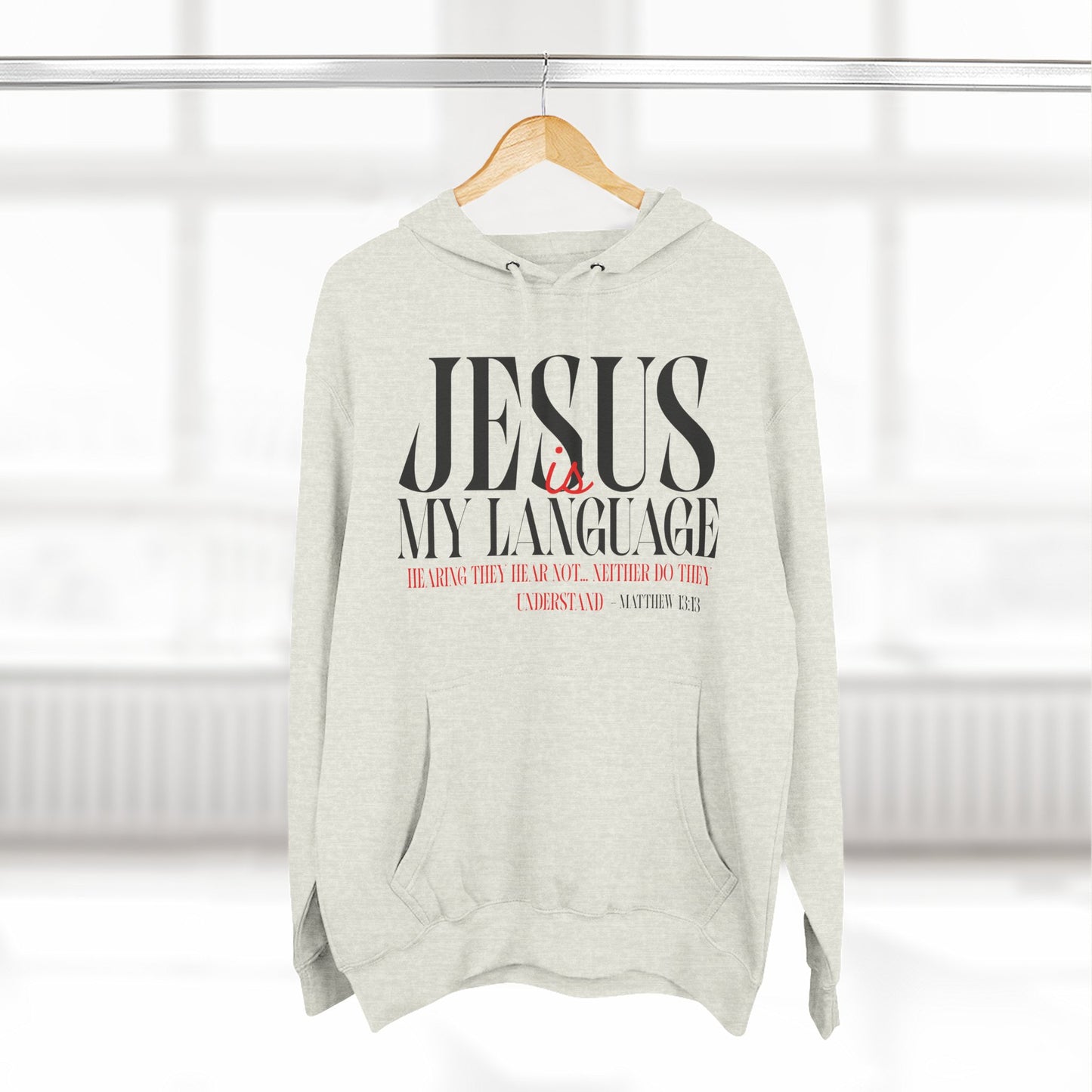 Jesus My Language Hoodie — 'English Spanish' Crossed Out Faith Pullover