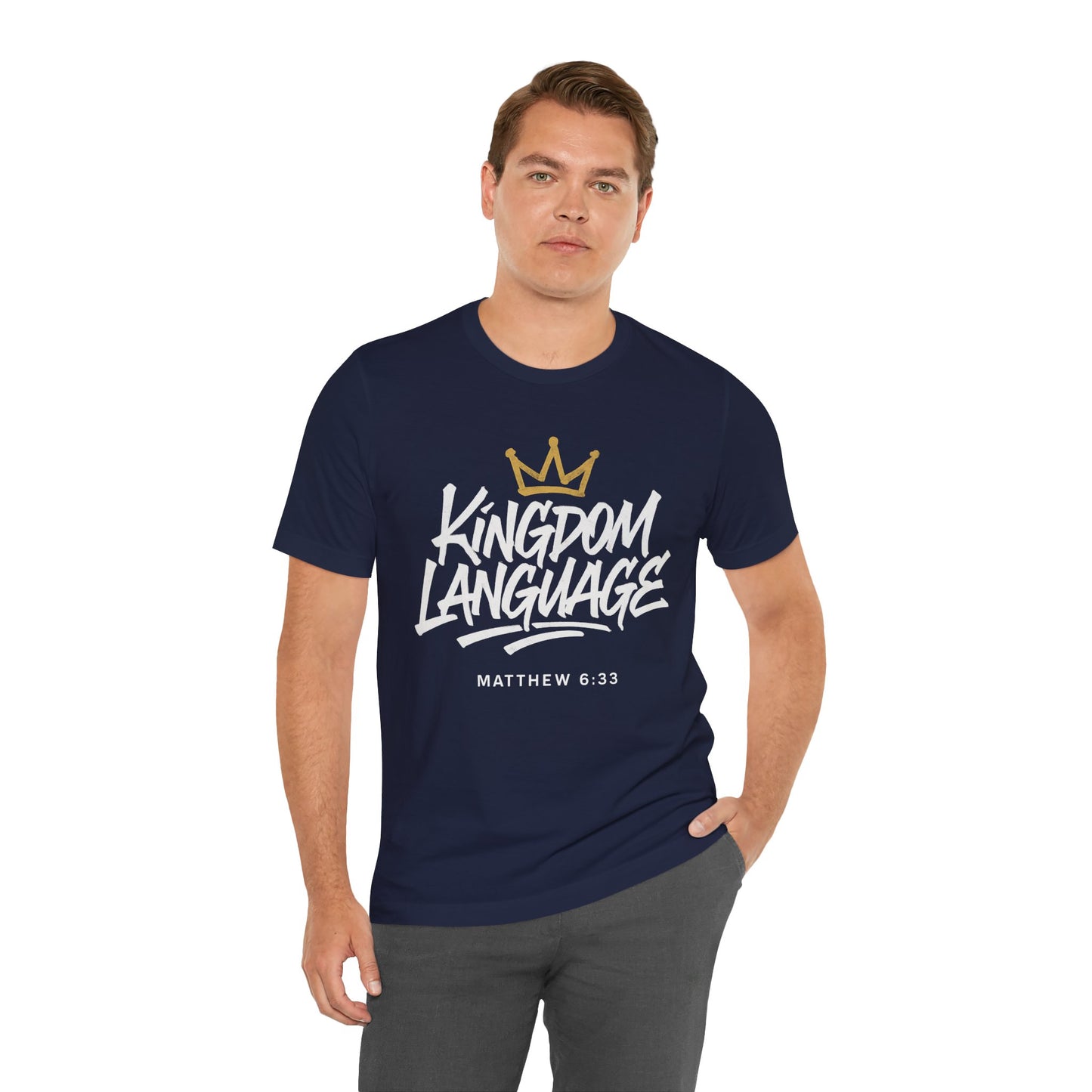 Kingdom Language Crown Tee — Christian Faith Graphic T-Shirt