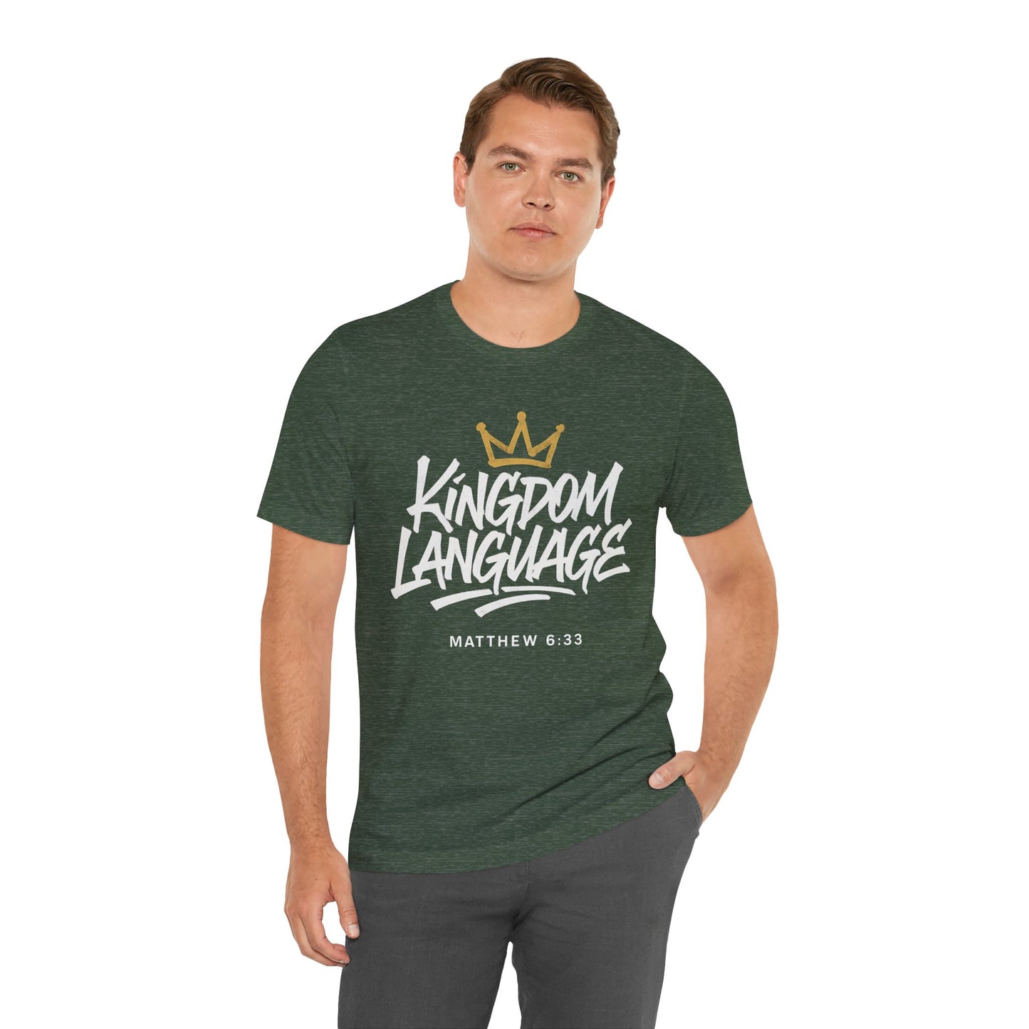 Kingdom Language Crown Tee — Christian Faith Graphic T-Shirt
