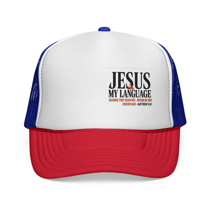 Trucker Cap — "Jesus My Language" Christian Faith Mesh Hat