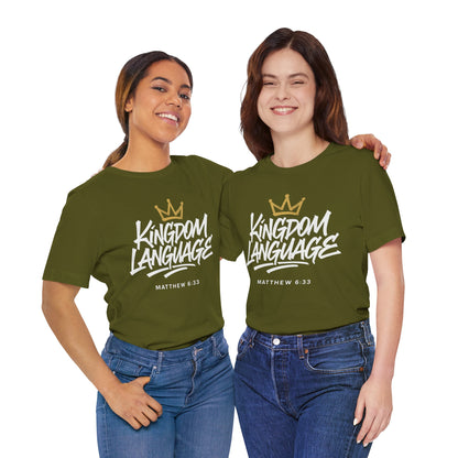 Kingdom Language Crown Tee — Christian Faith Graphic T-Shirt