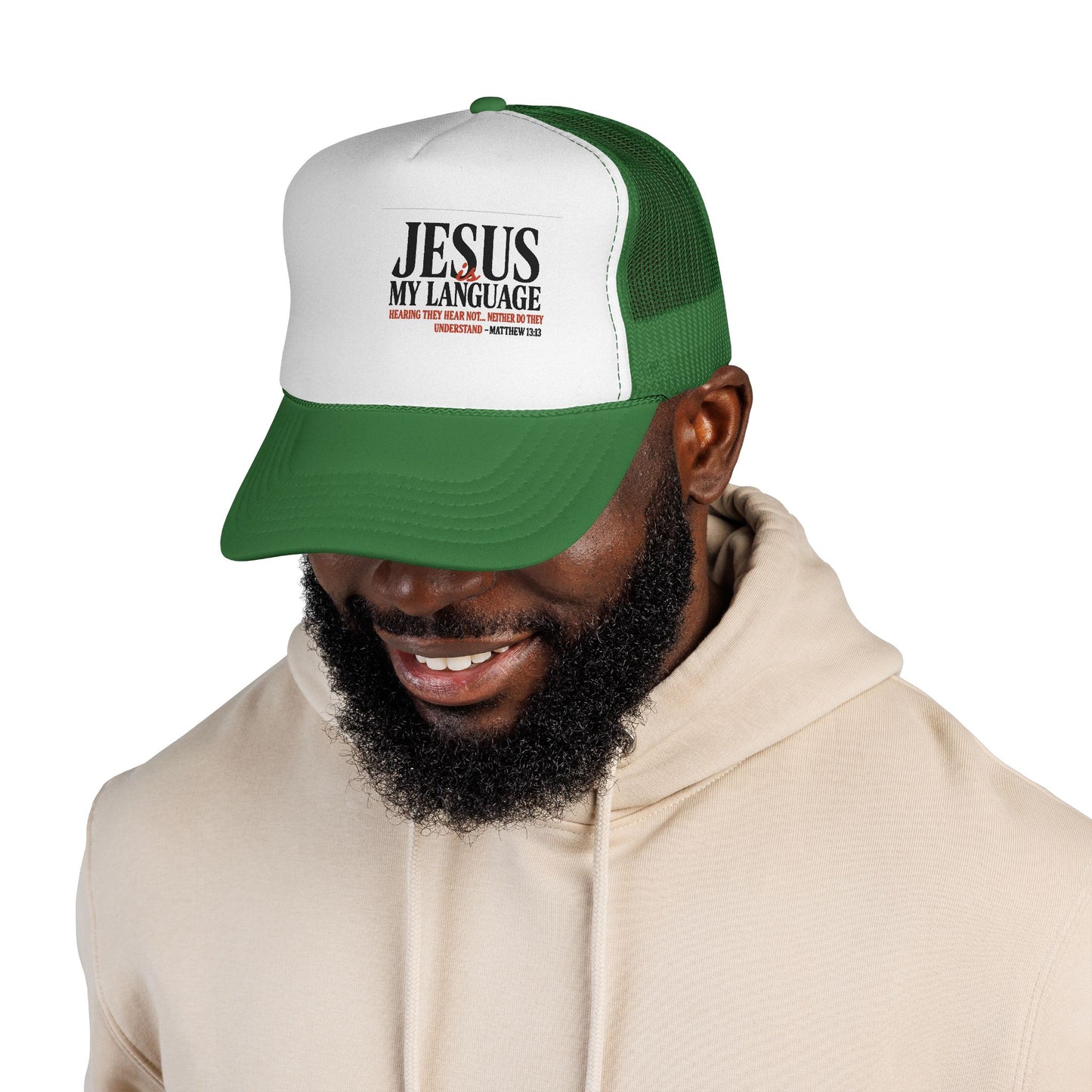 Trucker Cap — "Jesus My Language" Christian Faith Mesh Hat