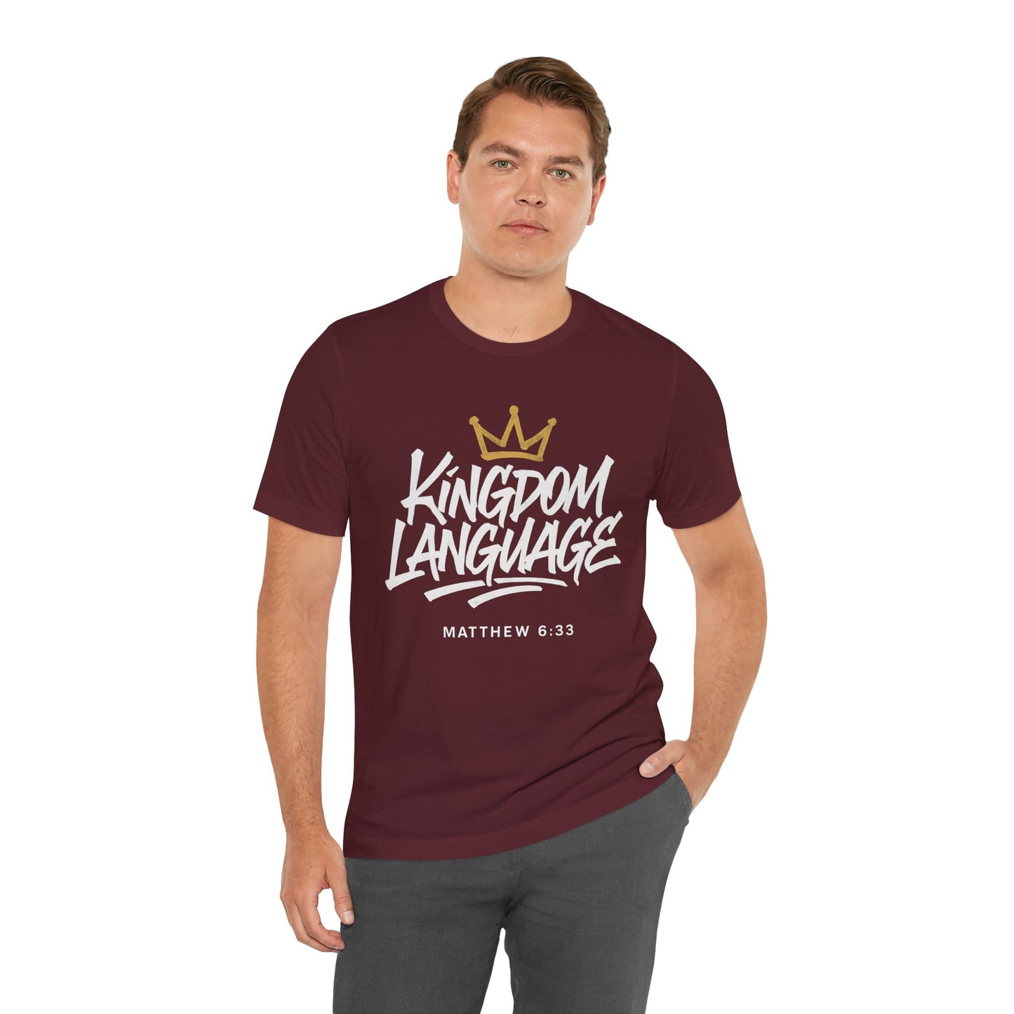 Kingdom Language Crown Tee — Christian Faith Graphic T-Shirt