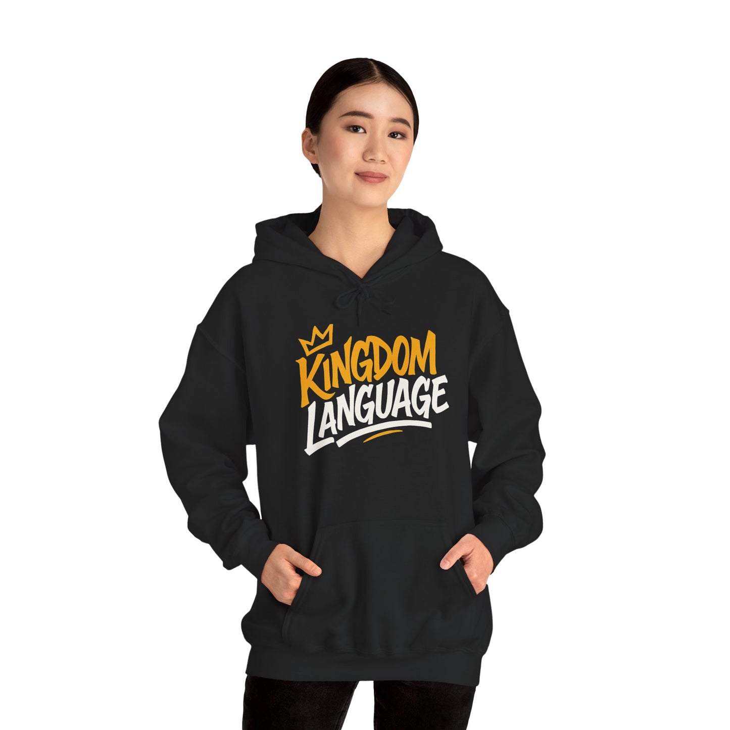 Kingdom Language Unisex Hoodie — Bold Script Christian Faith Sweatshirt