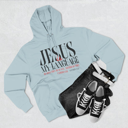 Jesus My Language Hoodie — 'English Spanish' Crossed Out Faith Pullover